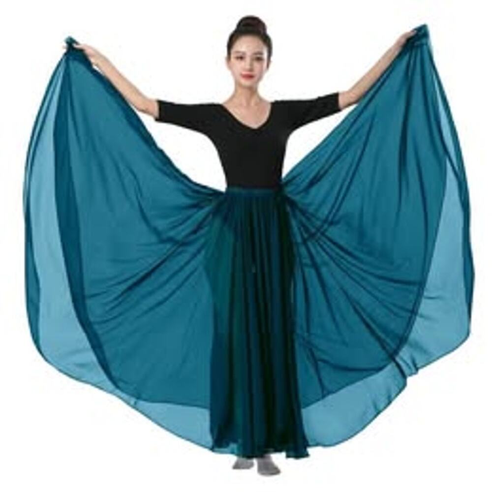 Women’s Turquoise Blue Dance Skirt Elastic Waist Lightweight One Size
